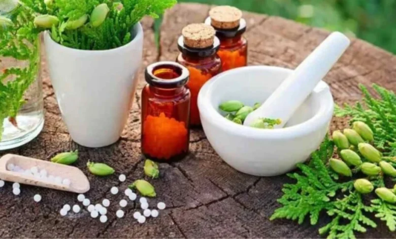 صورة توضيحية لمجموعة من الأعشاب الطبيعية المستخدمة في تنظيم السكر في الدم.