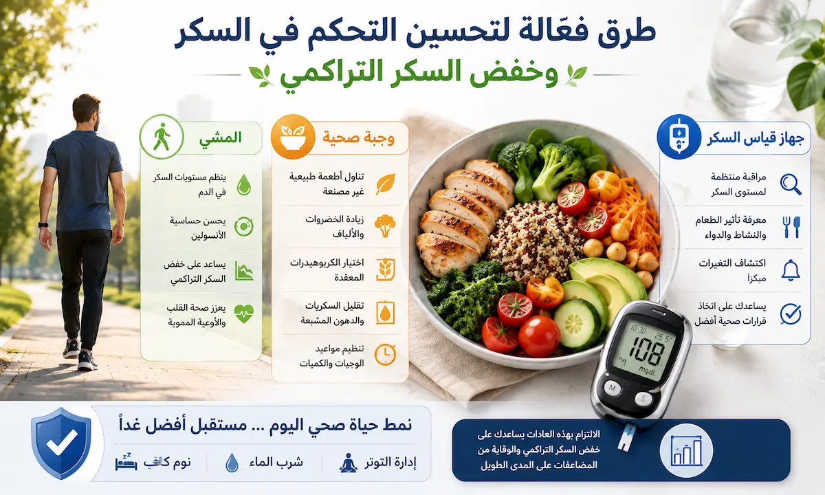 السكر التراكمي: النسب الطبيعية وحقيقة الأعشاب التي تخفضه خلال 30 يومًا 3 طرق تحسين التحكم في السكر وخفض السكر التراكمي